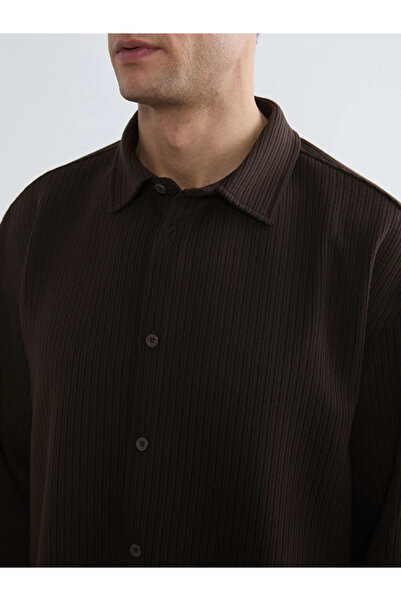 LC Waikiki Brown Regular Fit Striped Men's Shirt