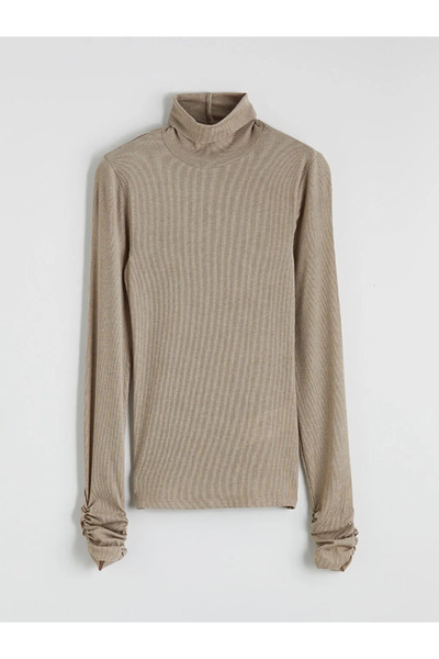 LC Waikiki Μπεζ γυναικείο κορμάκι με όρθιο γιακά