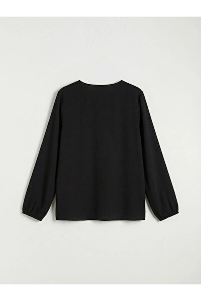 LC Waikiki Black Tie Collar Blouse