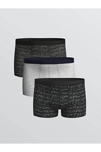 LC Waikiki Μαύρο Standard Mold Cotton Flexible Ανδρικό Boxer Σετ 3 τεμαχίων