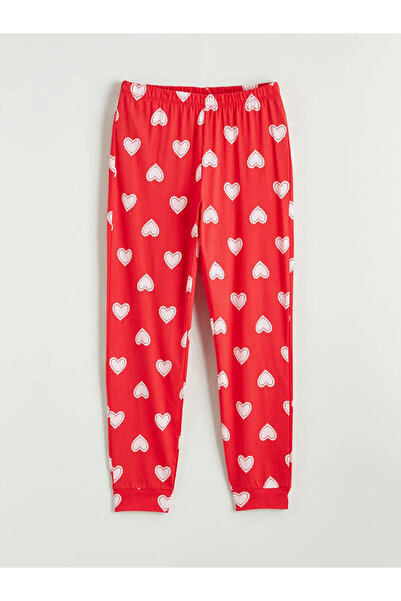 LC Waikiki Red Crew Neck Printed Women's Pajamas Set