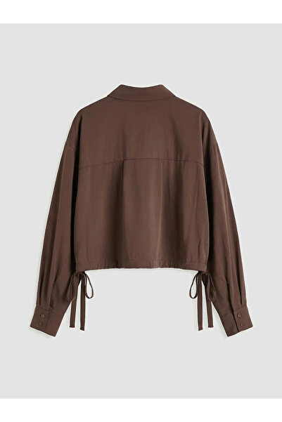 LC Waikiki Brown Lace-Up Oversized Women's Shirt
