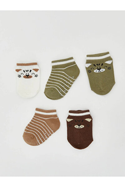 LC Waikiki Ecru Baby Boy Patterned Booties Socks, Pack of 5