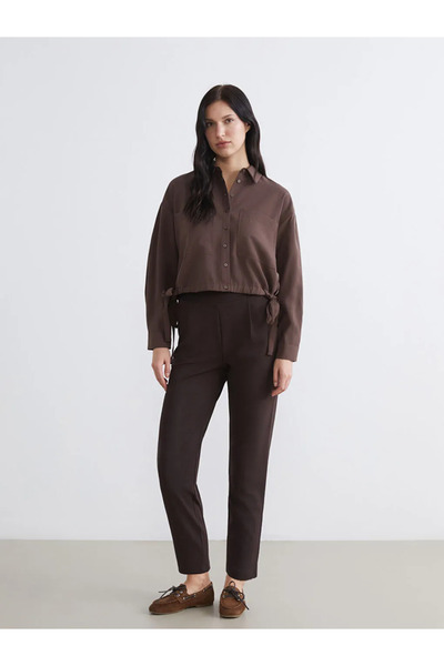LC Waikiki Brown Elastic Waist Loose Fit Women's Trousers