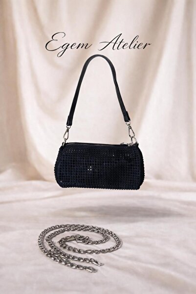 EGEM ATELİER Taşlı Zincirli Seri Silindir Kadın Çantası
