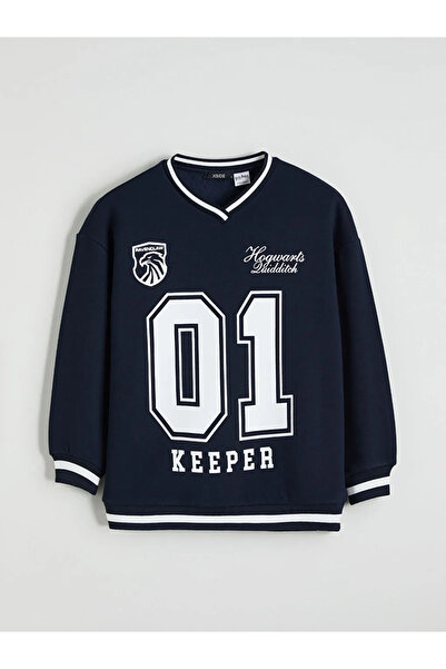 LC Waikiki Navy Blue Harry Potter Printed Women's Thick Sweatshirt