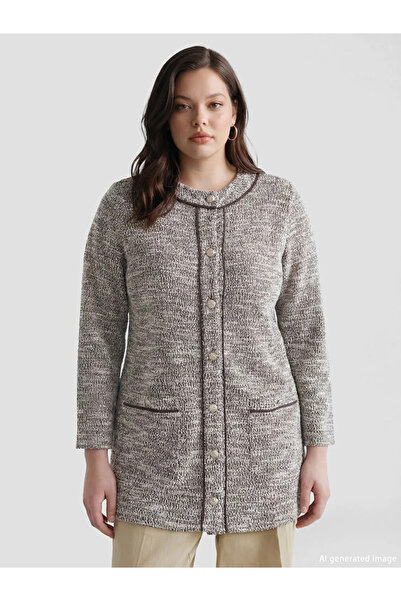 LC Waikiki Brown Crew Neck Women's Cardigan