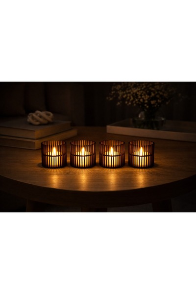 FormDesk Nordic Glow 4’lü Dekoratif Mumluk Seti – Modern Salon & Orta Sehpa D...