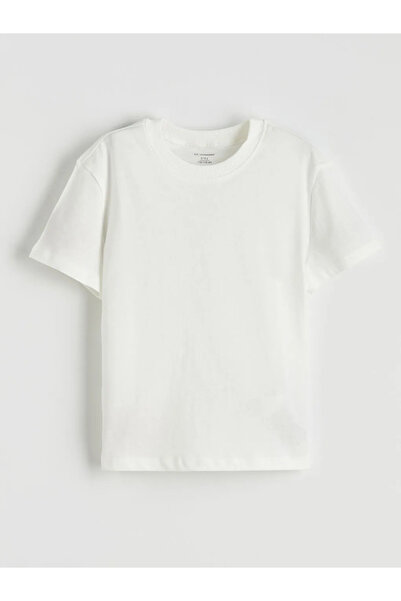 LC Waikiki Λευκό μπλουζάκι για αγόρια με λαιμόκοψη ποδηλάτου, σετ 3 τεμαχίων