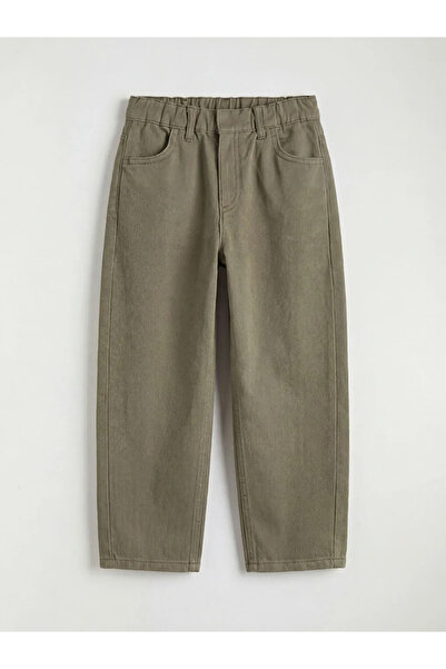 LC Waikiki Pantaloni din gabardină pentru băieți, croială lejeră, kaki