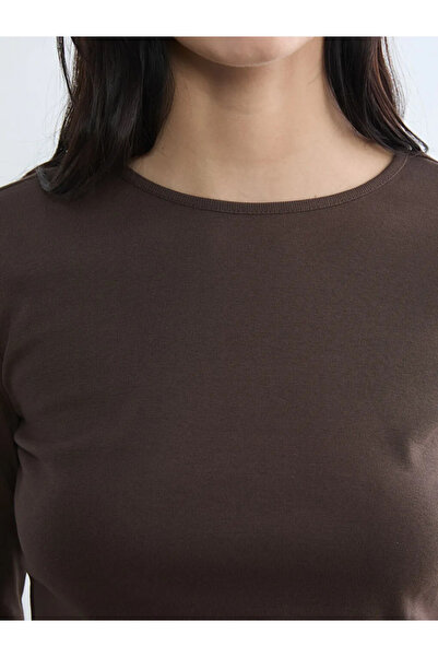 LC Waikiki Καφέ γυναικείο κορμάκι με λαιμόκοψη