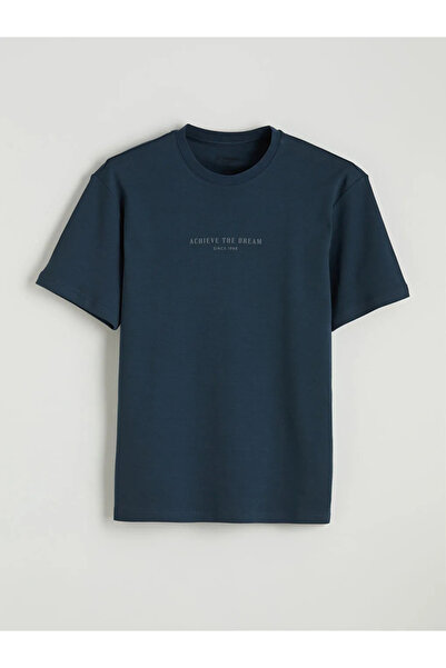 LC Waikiki Petrol Oversize Fit Crew Neck Printed Men's T-Shirt