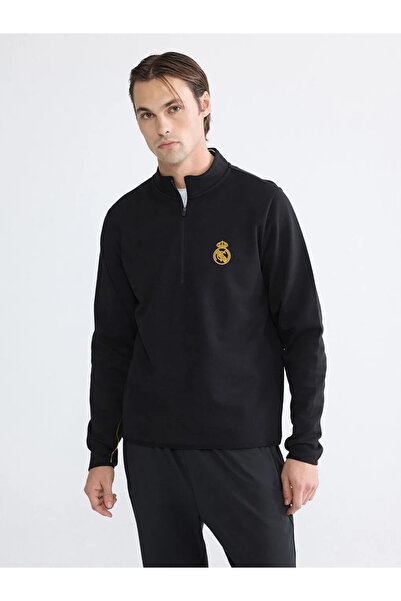 LC Waikiki Hanorac negru pentru bărbați, brodat, Real Madrid