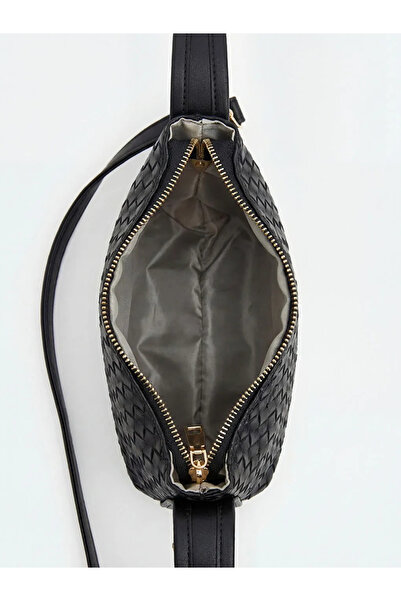 LC Waikiki Black knitted pattern women's shoulder bag