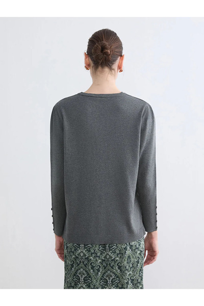 LC Waikiki Anthracite Crew Neck Women's Knitwear Sweater