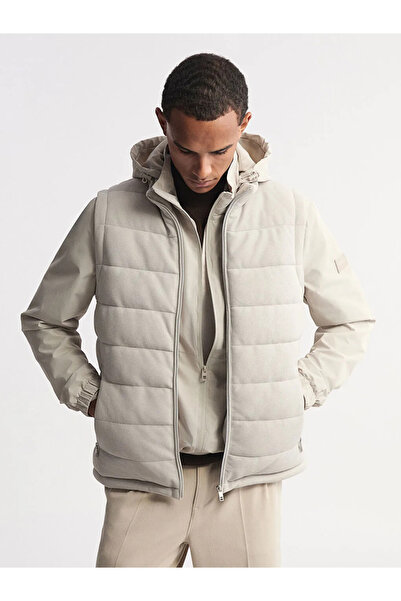 LC Waikiki Gray Stand Collar Men's Puffer Vest