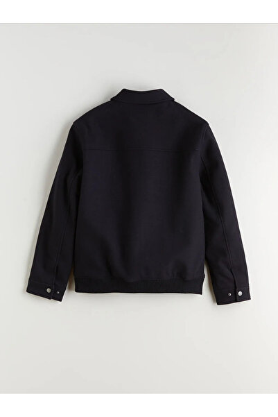 LC Waikiki Navy Blue Standard Fit Shirt Collar Men's Cashmere Coat