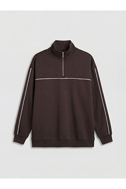 LC Waikiki Brown High Neck Oversize Women's Sweatshirt