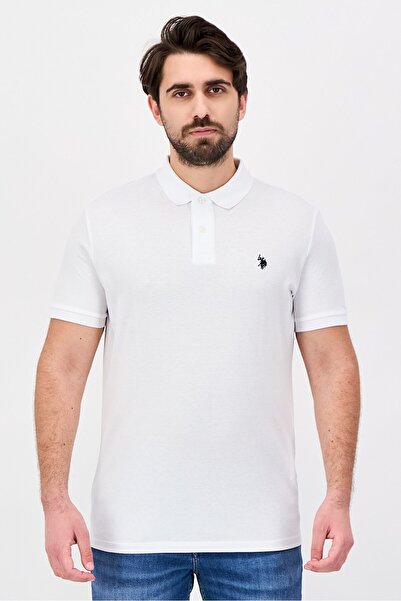 U.S. Polo Assn. Men Regular Fit Embroidered Logo Short Sleeve Polo Shirt, White