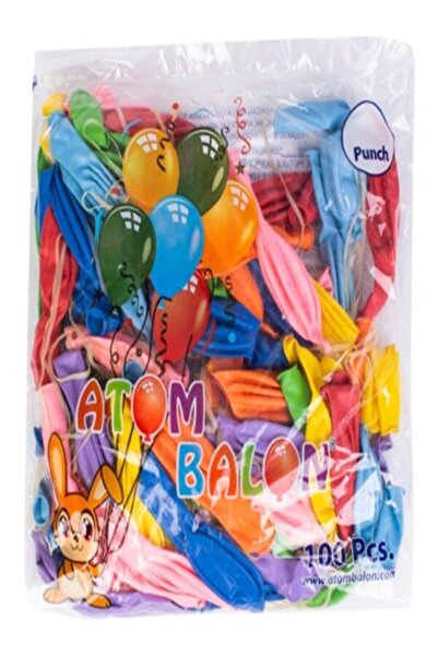 Atom 100 adet Lastikli zıpzıp Balon ,ipli panç punch büyük balon