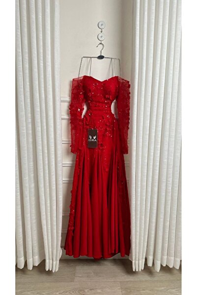Ora red evening dress
