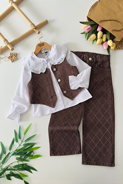 Minigimin Cicileri Miniğimin Cicileri Kot Taşlı Yelekli 3 lü Kız Çocuk Takım ...