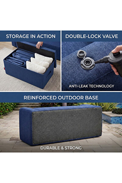 AGB Premium 4-Piece Inflatable Sofa Set - Navy Blue - Waterproof Outdoor & Garden Furniture