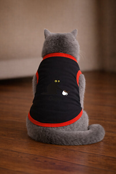 petite pati تيشيرت أسود مطبوع عليه قطة من Oops Cat مقاس L (100% قطن ممشط)