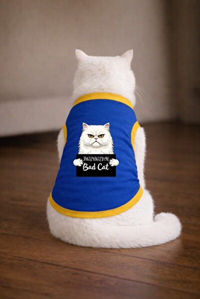 petite pati تيشيرت بلو وانتد إيران بتصميم مطبوع للقطط مقاس M (100% قطن ممشط)