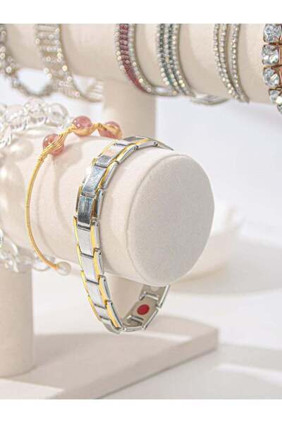 co arma Grey Velvet 2-Tier T-Shaped Jewelry Display Stand