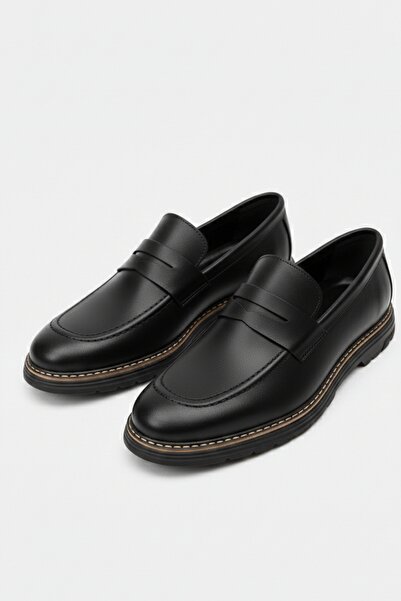 LUSIVE 100% Genuine Leather Black Casual Comfortable Loafer Men's Shoes Luass...