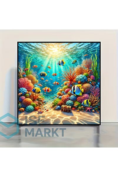 ISF MARKT Elmas Boyama Seti - Deniz Altı Dünyası Tam Yuvarlak Taşlı DIY 30x30 cm