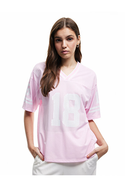 Koton X İnji - Tricou oversize din plasă, cu decolteu în V, mâneci scurte și ...