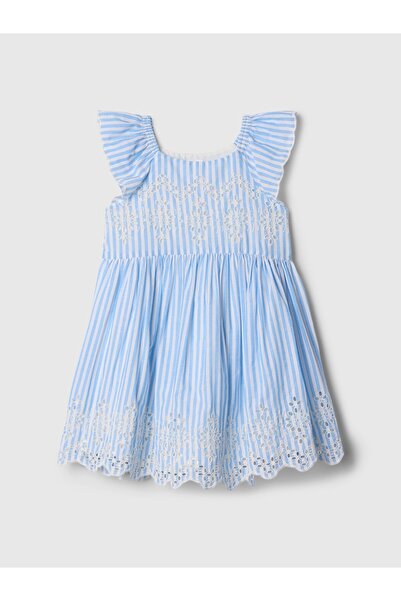 GAP Kız Bebek Mavi Broderie Detaylı Elbise