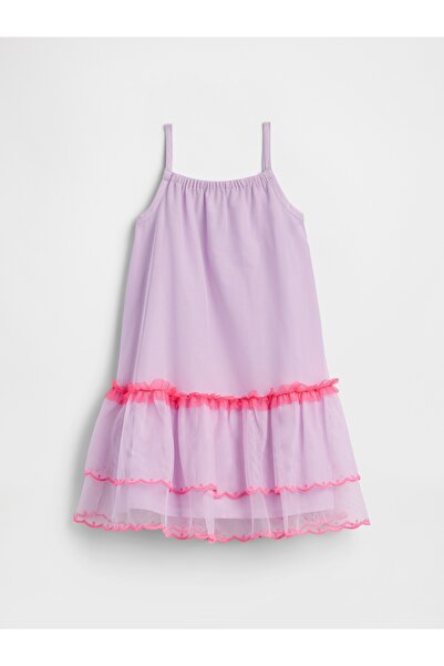 GAP Kız Bebek Mor BabyGap Tül Katmanlı Elbise