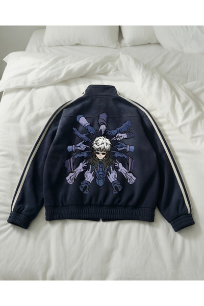 Toum Double Striped Oversize Printed China Unisex Jacket