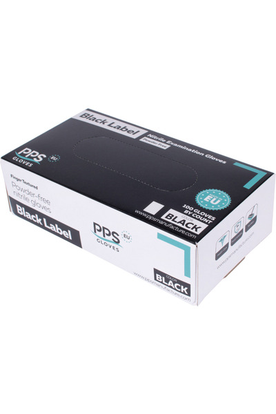 PPS Nitrile Gloves, Disposable, 100 pcs/box - Black - Size S