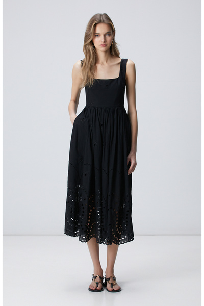 Network Siyah Güpürlü Maksi Elbise