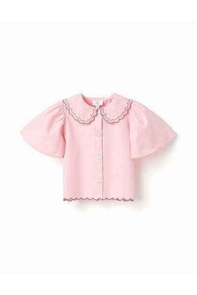 Ziddy ياقة قميص قصيرة، لون وردي فاتح