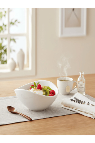 Symphony Elegant 4-Piece White Ceramic Serving Bowl Set – 10 cm