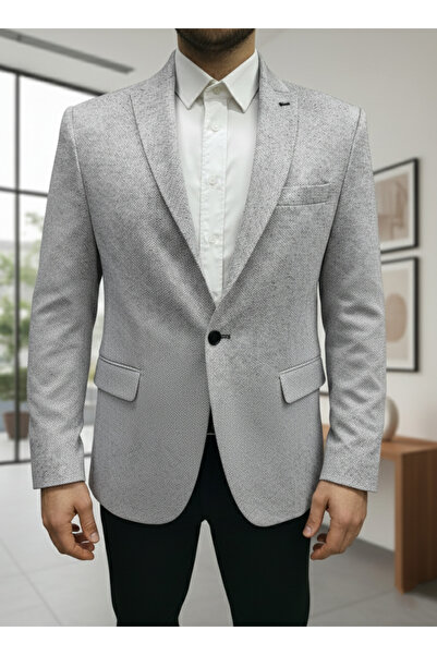YXC Trend Maker Light Gray Italian Style Slim Fit Classic Men's Blazer Jacket