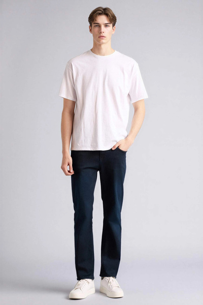 DeFacto G8821Axnm83 Indigo Sergio Regular Fit Normal Waist Tapered Leg Trousers