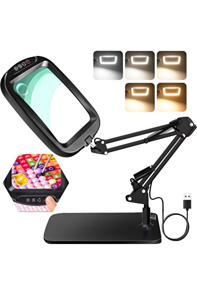 NZQXJXZ Lupa 10x 30x cu lumina LED si suport, lampa de marire cu 60 LED-uri, ...