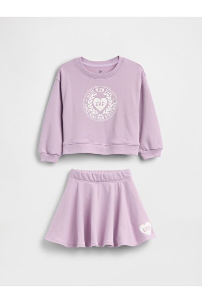 GAP Kız Bebek Lila VintageSoft Terry Logo Etek Takım