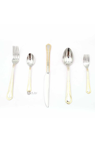 SQF 30-piece gold cutlery set (spoons, forks, and knives)
