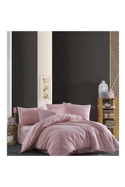 Studio Casa Lenjerie pat dublu Waffle Rose Studio Casa, 100% Bumbac Krep, Cea...