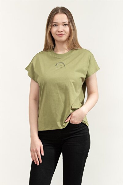 Karl Lagerfeld Rsg Glitter Relaxed Kadın Bisiklet Yaka T-Shirt Çok Renkli