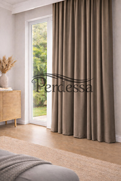 Perdessa Lüx Vizon Blackout Saten Karartma Perde Pilesiz Kornişli Kullanıma H...