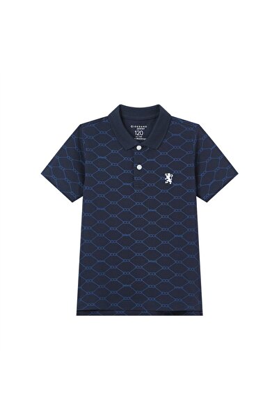 Giordano قميص بولو بتطريز جريء من قماش البيكيه ، قصة ضيقة للأطفال الصغار