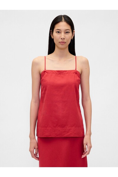 GAP Kadın Kırmızı Keten Karışımı Askılı Bluz
